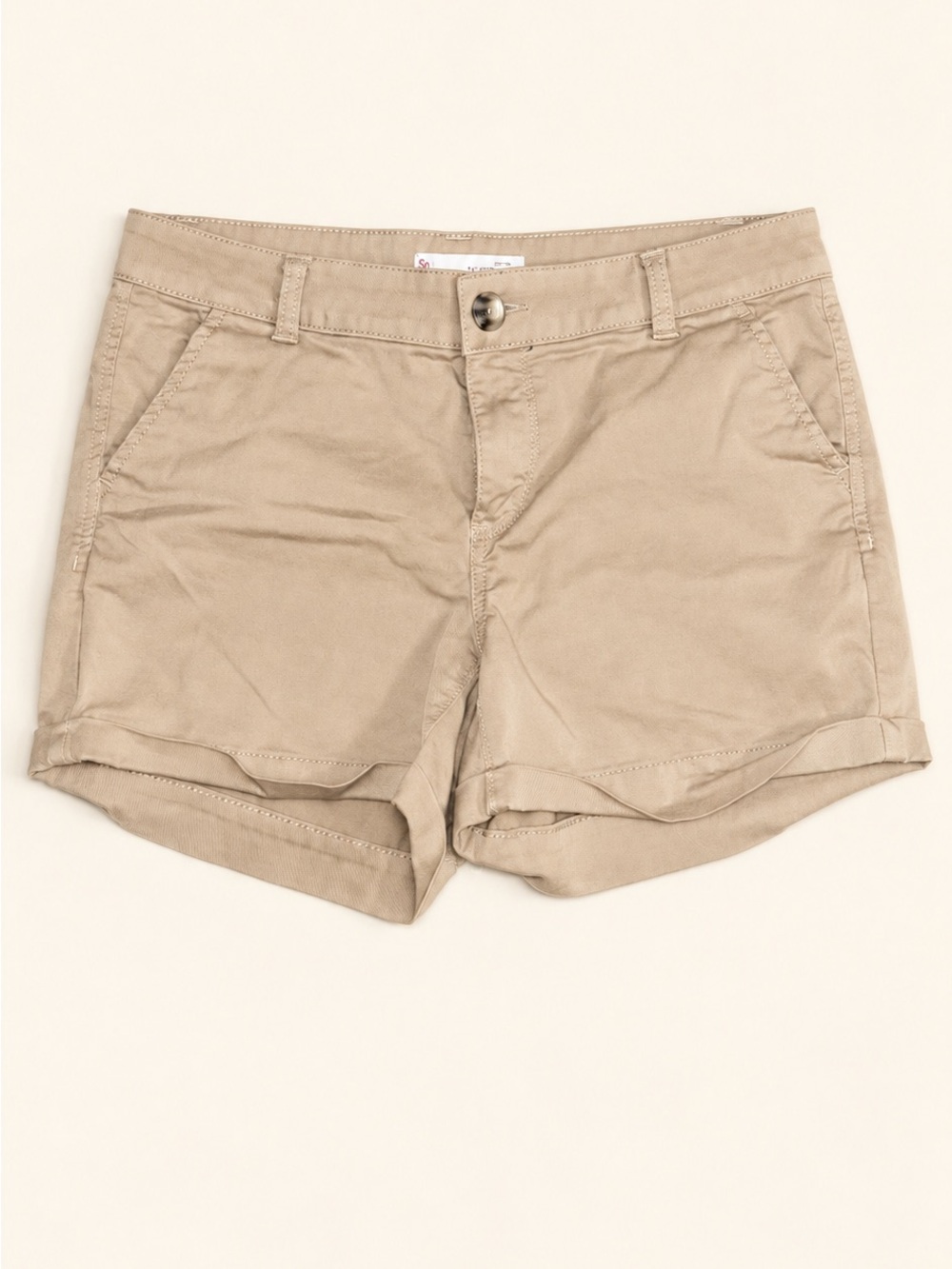 SO Women's Beige Rolled-Hem Cotton Shorts